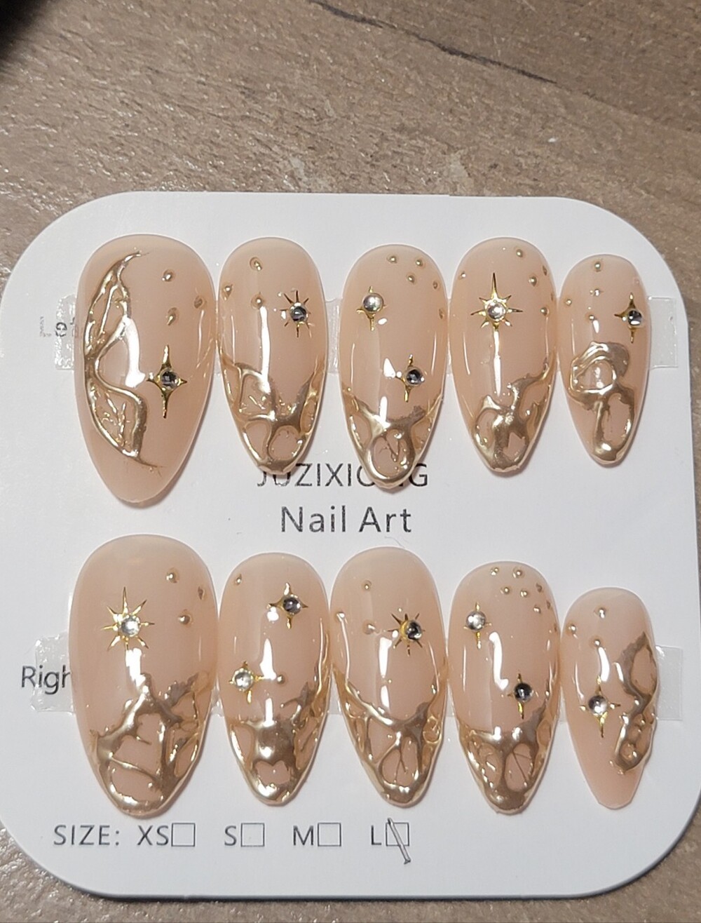 Nude Gold Accent Press-On Nails -